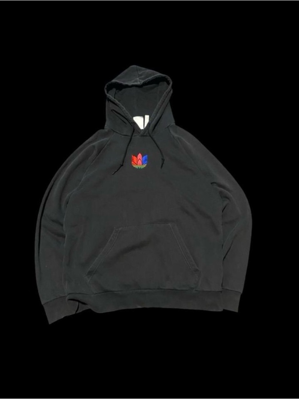 adidas Black Hoodie with Red, Blue & Orange Trefoil Accent